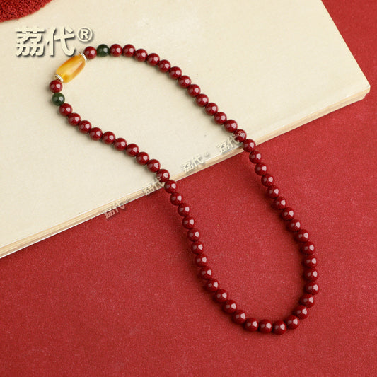 荔代 批发朱砂 高含量紫金砂多圈手链双圈手串两圈天然蜜蜡随形珠